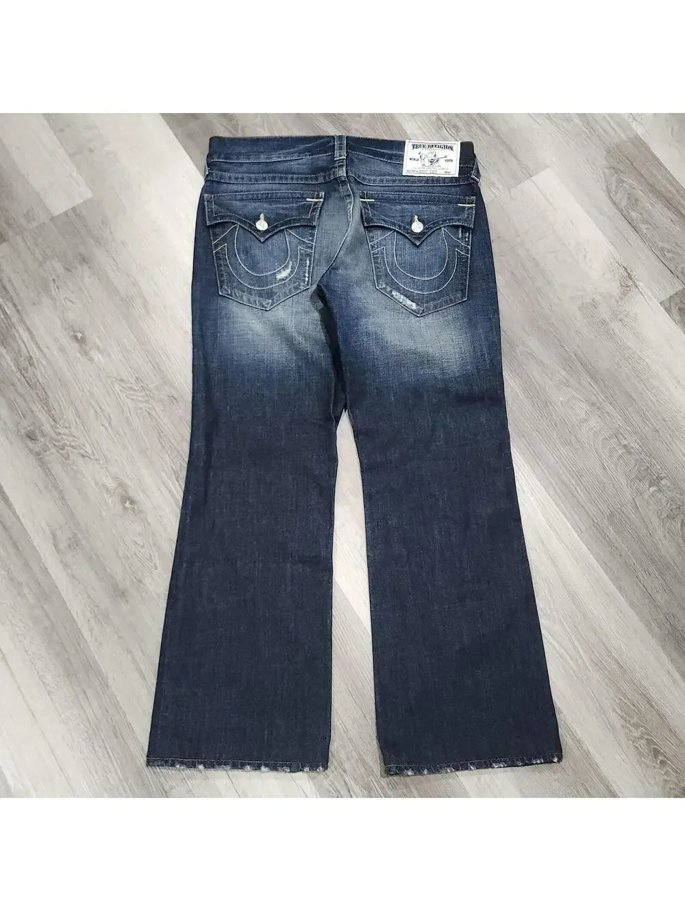 True Religion Bootcut Dark Wash Baggy Wide Loose Skate Distressed 34(37x30)